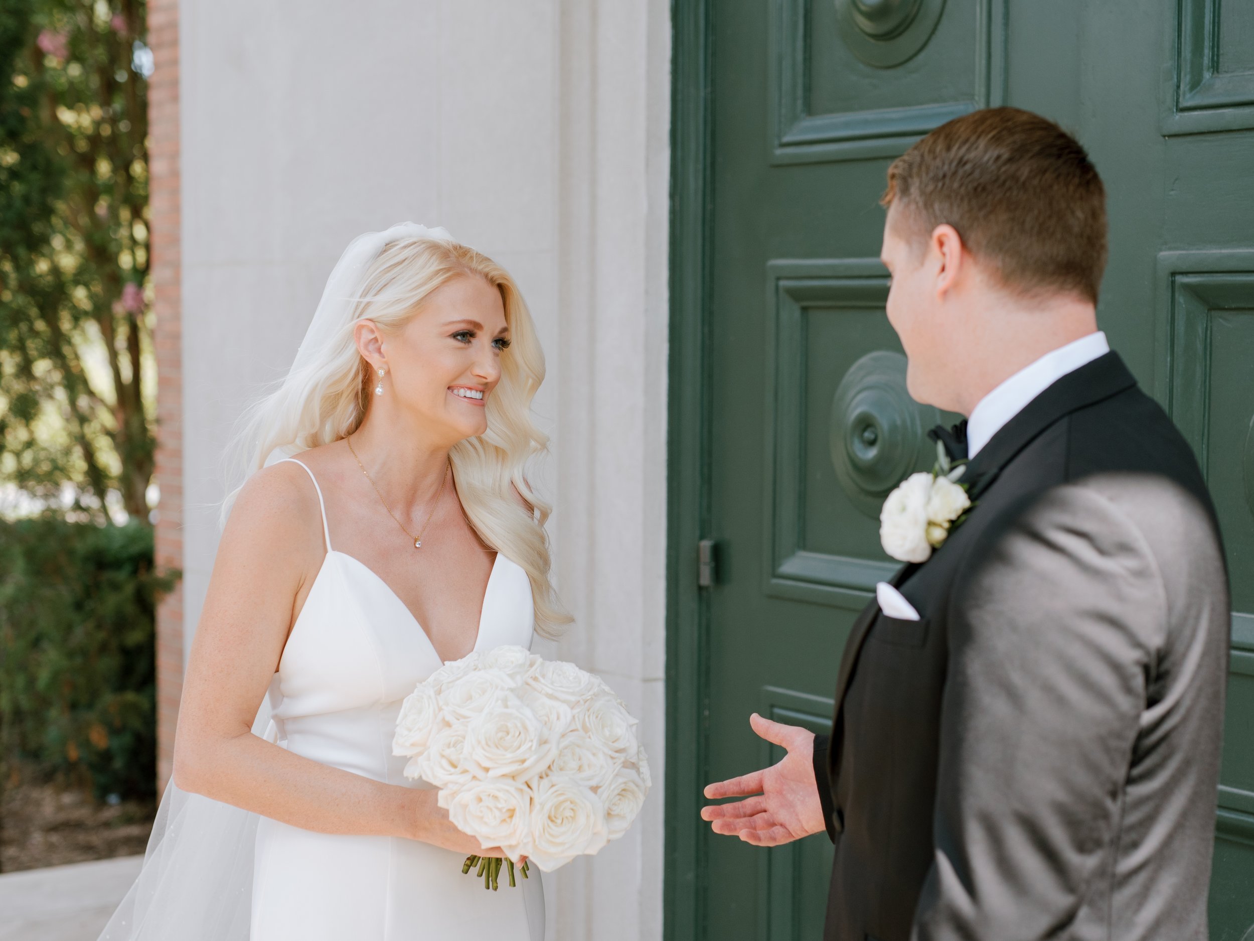 bride and groom first look