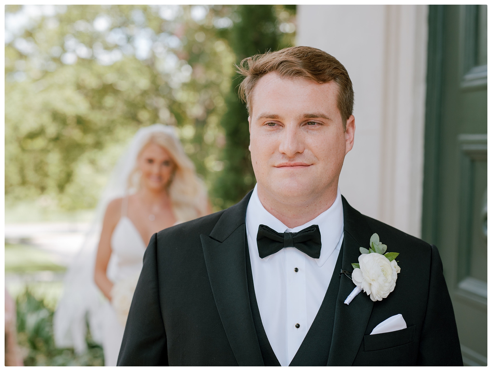 first look between bride and groom