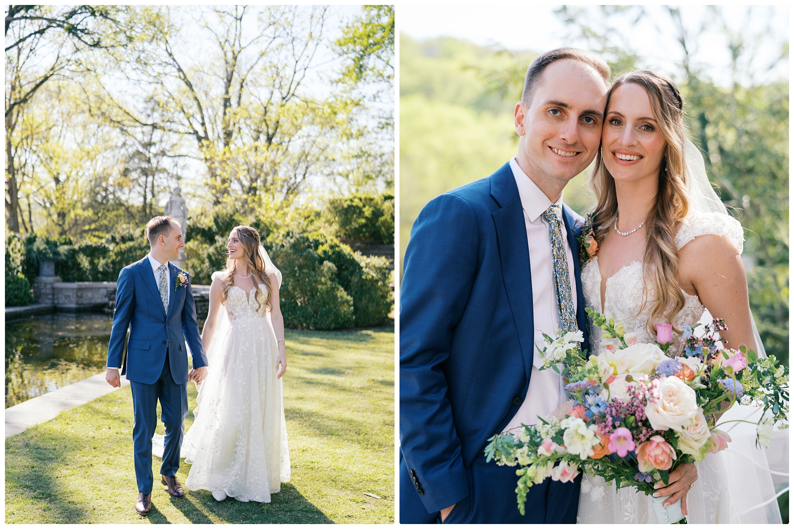 Cheekwood Nashville wedding photos with bride and groom