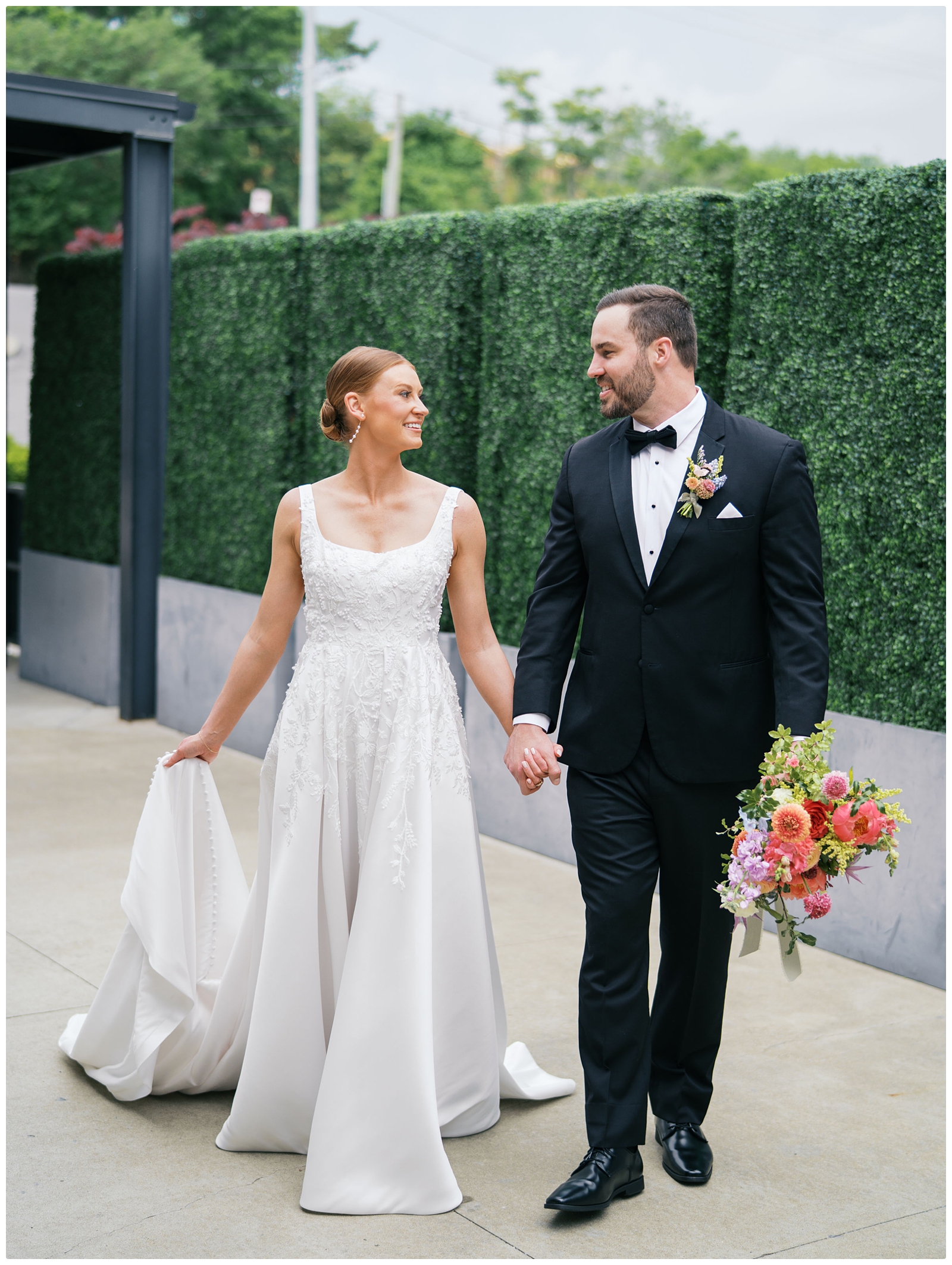 Saint Elle Nashville wedding photo of bride and groom walking