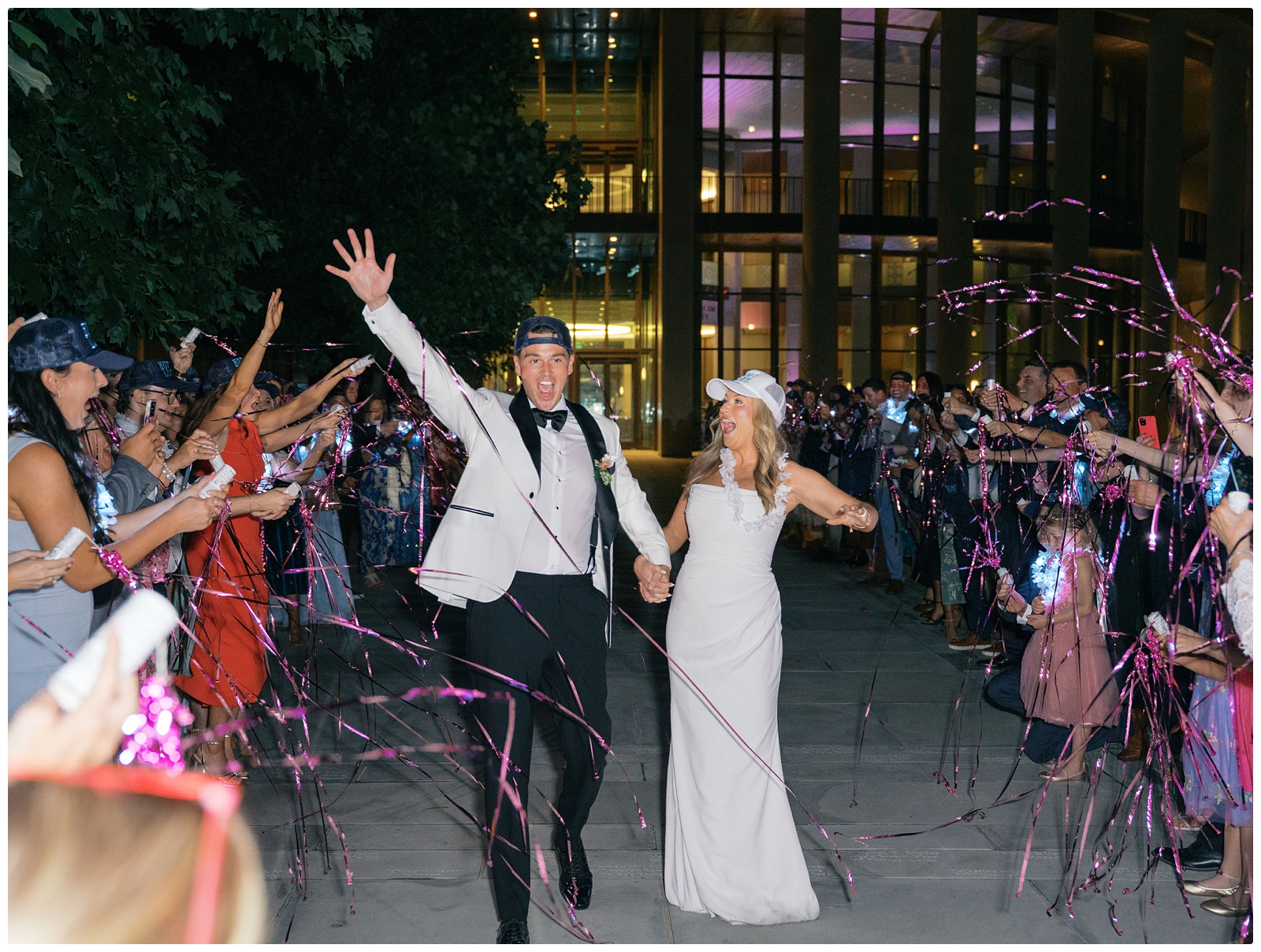 bride and groom streamer exit at Tennessee State Museum wedding