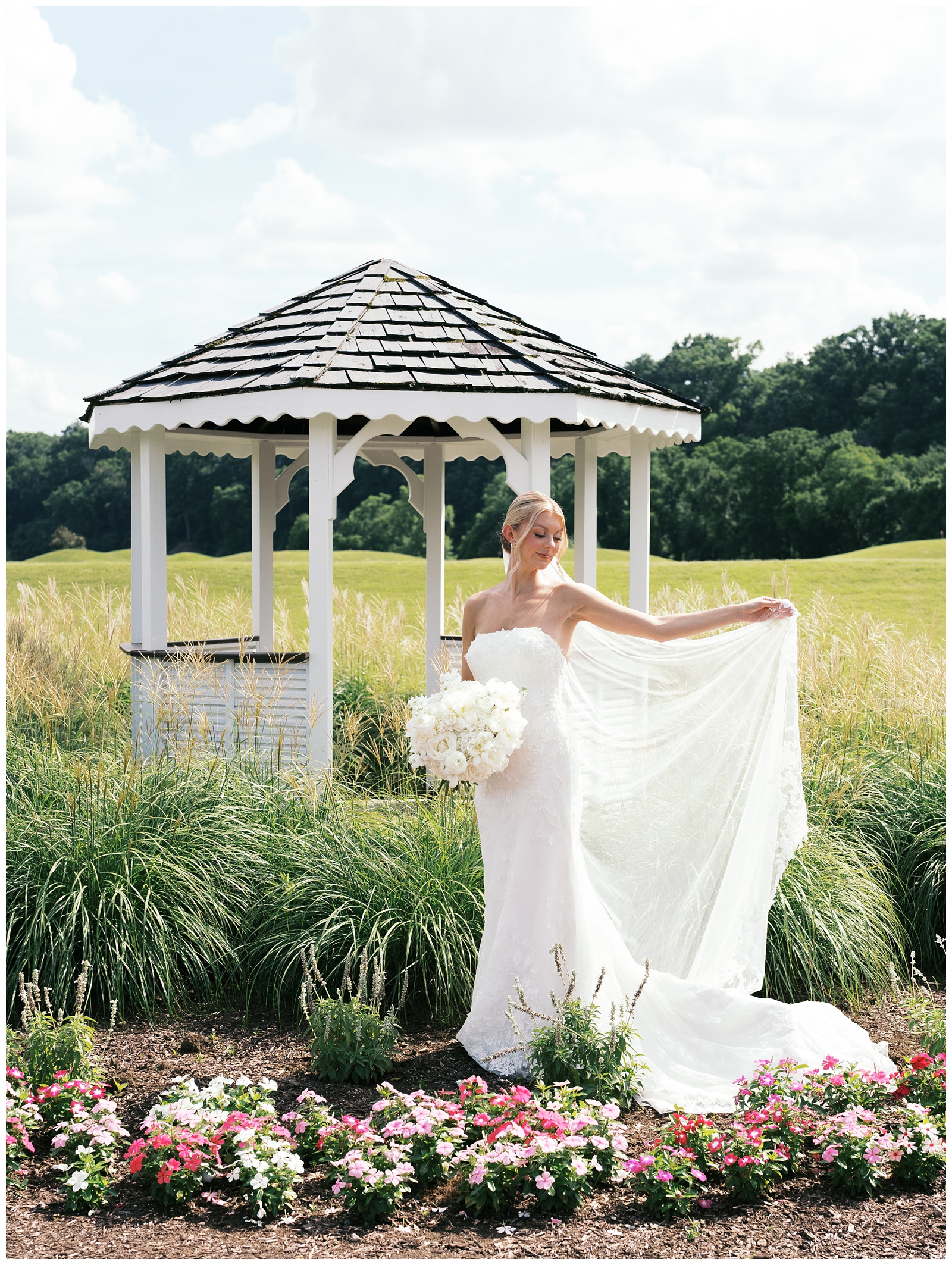 Gaylord springs wedding portrait of bride with gazebo